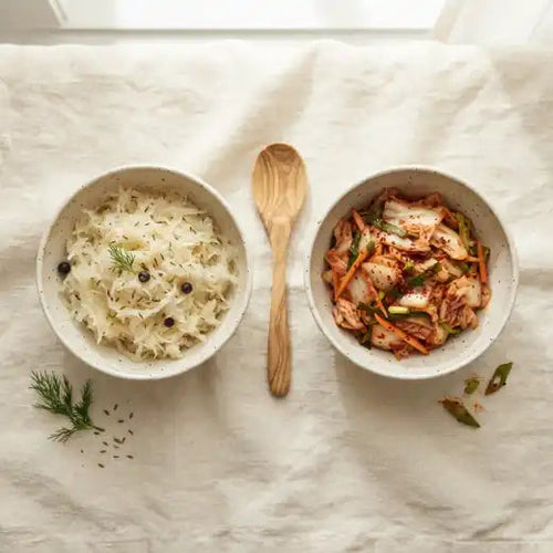 Fresh breakfast with gut wellness supplements