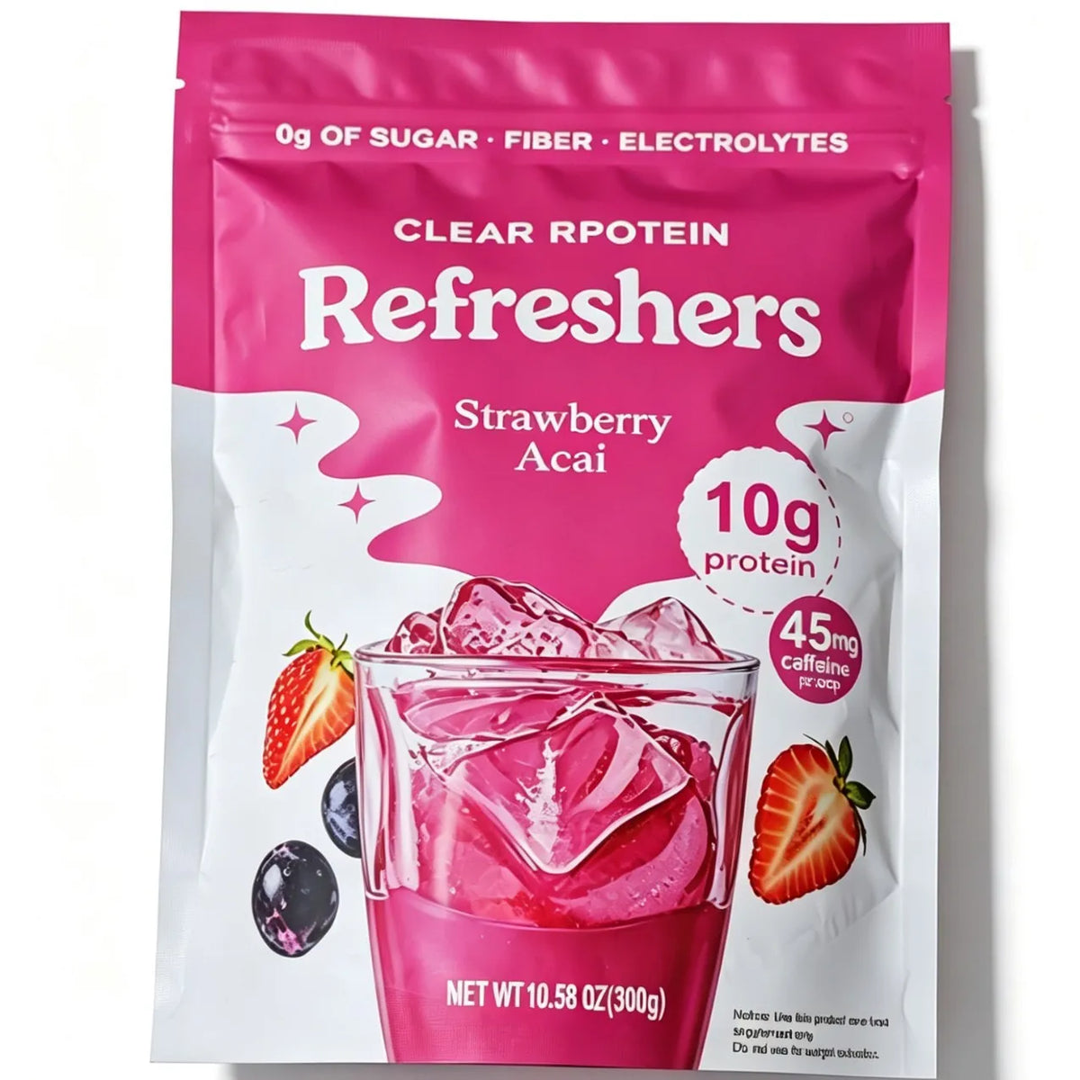 Clear protein electrolyte drink mix, Strawberry Acai pouch, 300 g