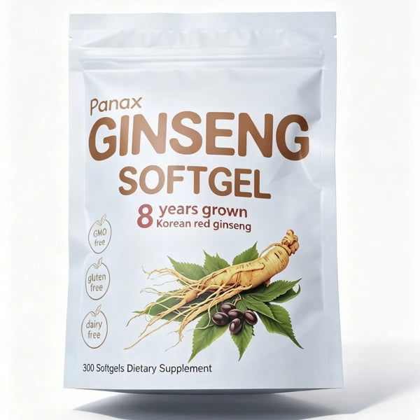 Panax ginseng softgels, 8-year-grown Korean red ginseng pouch