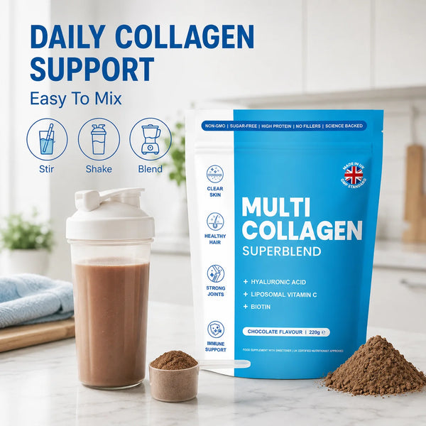 Multi collagen superblend powder pouch, easy to mix, 220 g