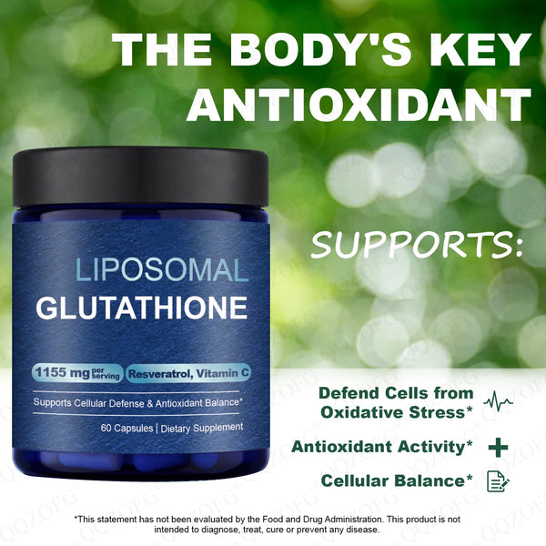 Liposomal glutathione 1,155 mg with resveratrol and vitamin C, jar of 60 capsules