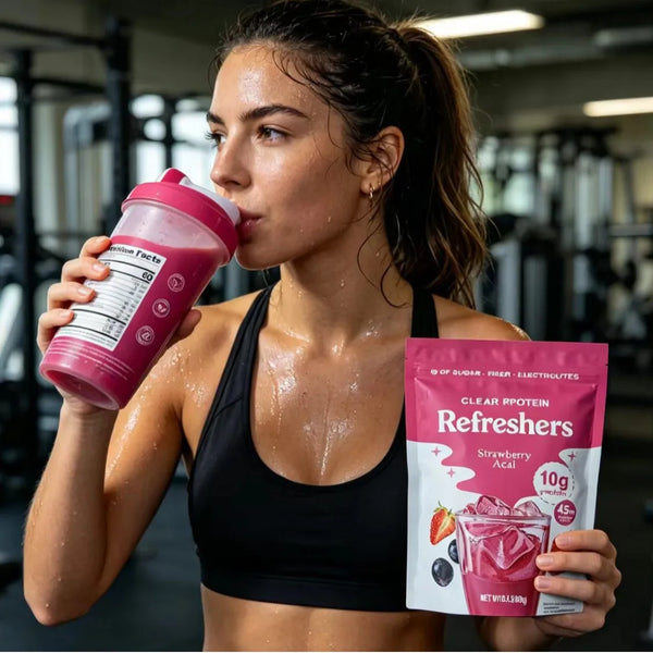 Refreshing clear protein electrolyte drink after a workout